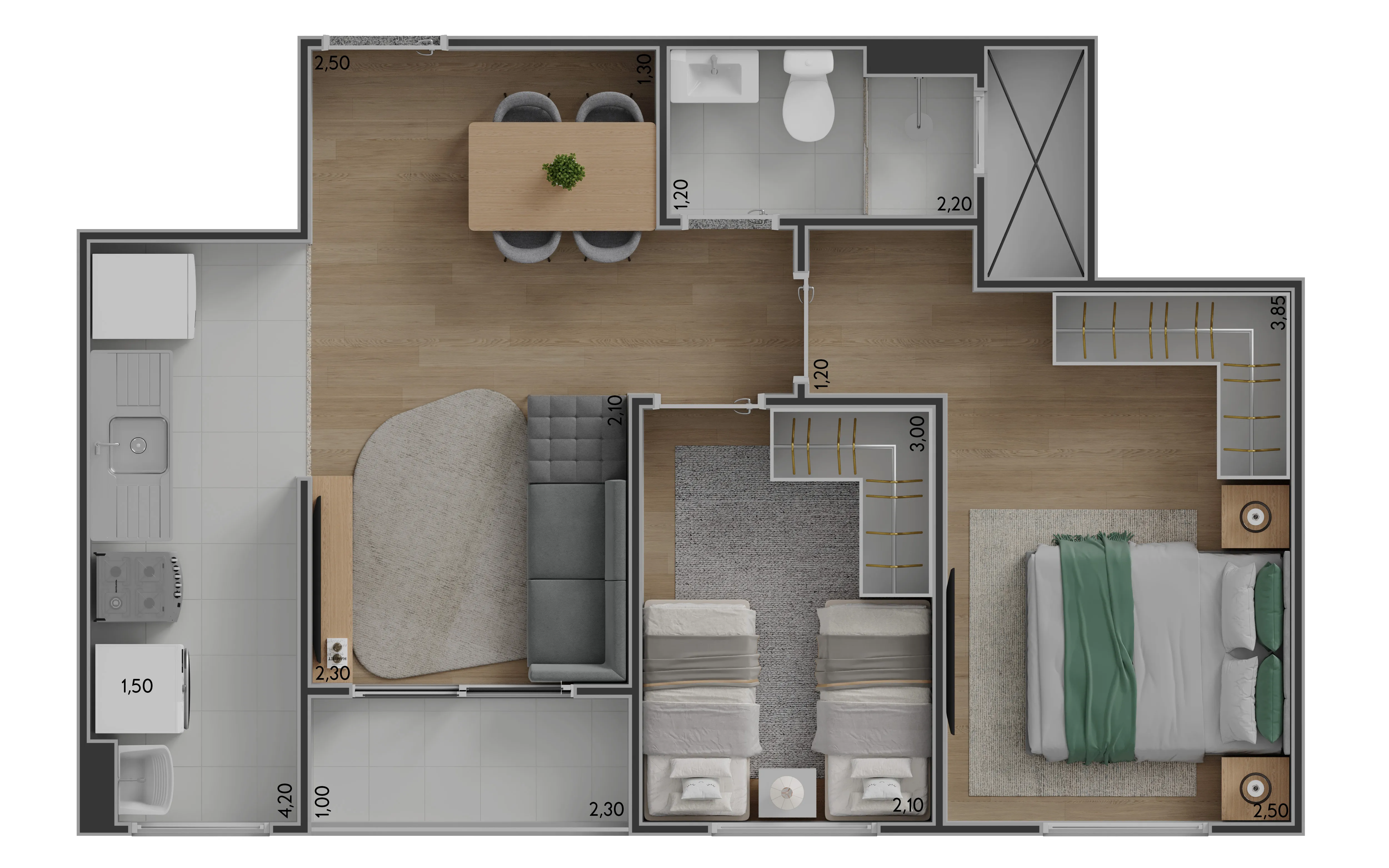 Planta Tipo A - 45m²